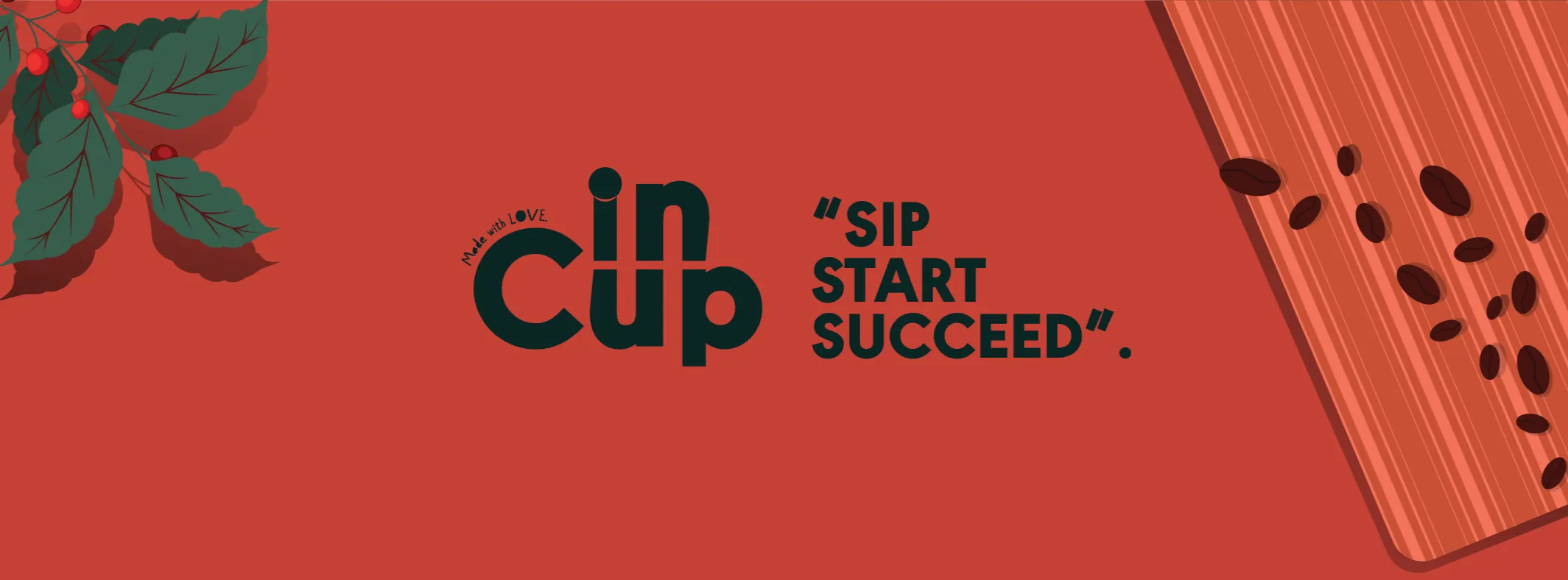 incup logo with coffe dicoration